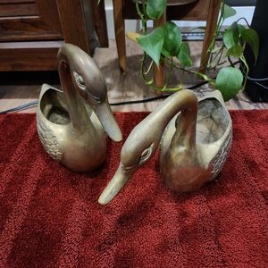 Large Brass Duck Swan Planters